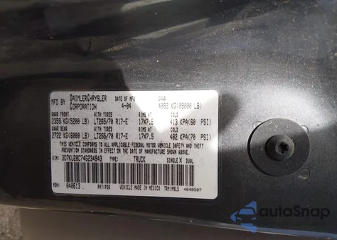 2004 Dodge Ram 2500 Slt/Laramie из США, поврежденный, VIN 3D7KU28C74G234943